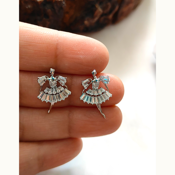 CZ - Ballerina Studs AD Earrings - Sparkleeng Jewels