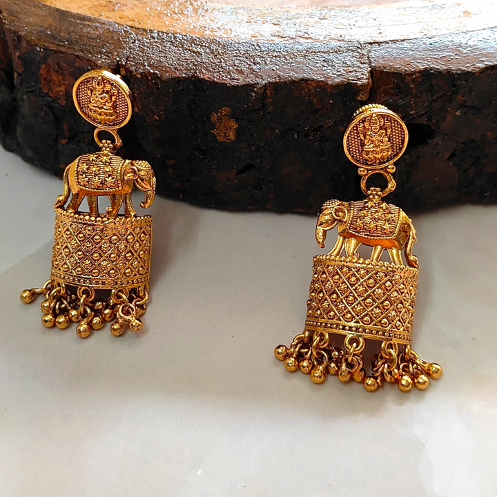 Antique Temple Earrings with Gold Plating Ethnic Earrings - Sparkleeng Jewels