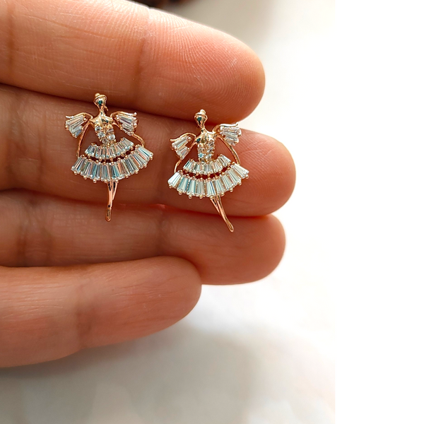 CZ - Ballerina Studs AD Earrings - Sparkleeng Jewels