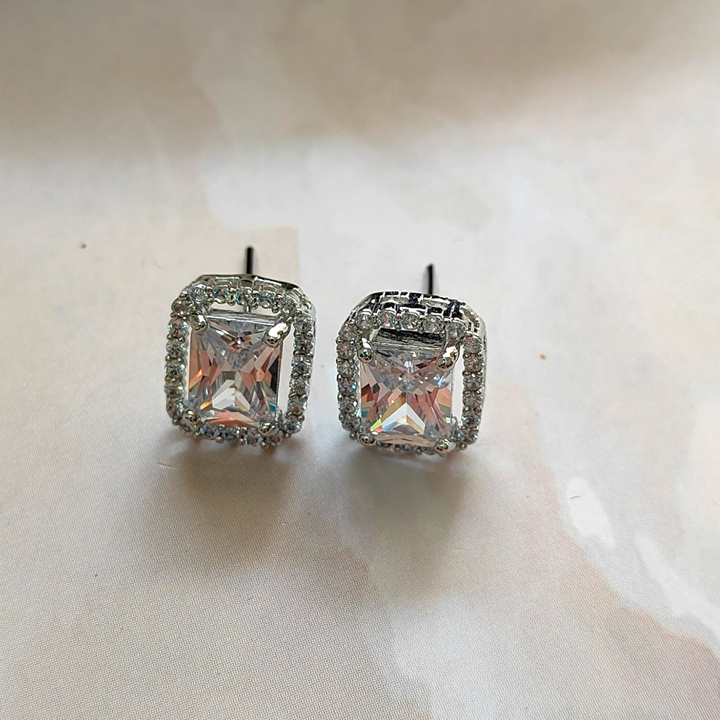 CZ - Solitaire Studs - Style Rectangle - AD Earrings - Sparkleeng Jewels