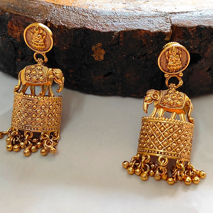 Antique Temple Earrings with Gold Plating Ethnic Earrings - Sparkleeng Jewels