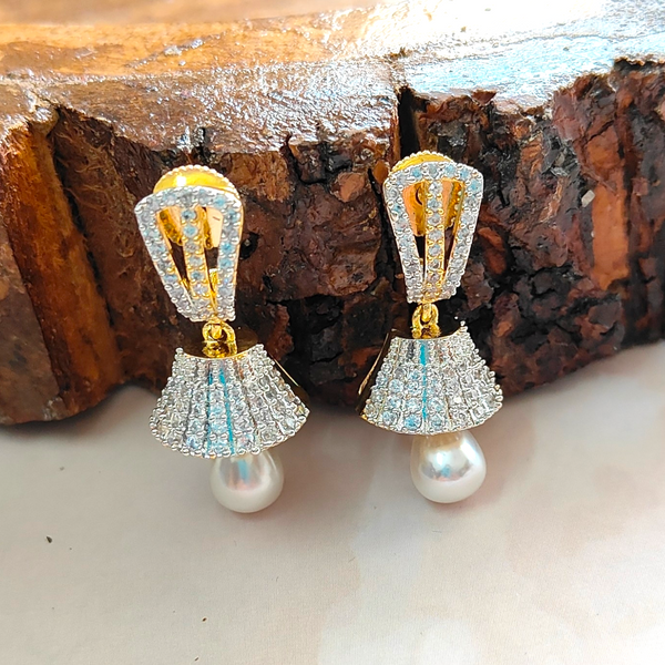 CZ - Gold Plated AD Jhumka - AD Earrings - Sparkleeng Jewels