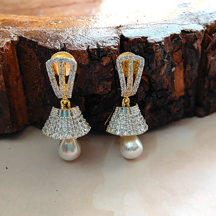 CZ - Gold Plated AD Jhumka - AD Earrings - Sparkleeng Jewels