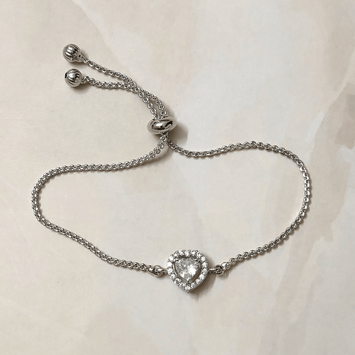 CZ Heart Shaped Loose Bracelet - Sparkleeng Jewels