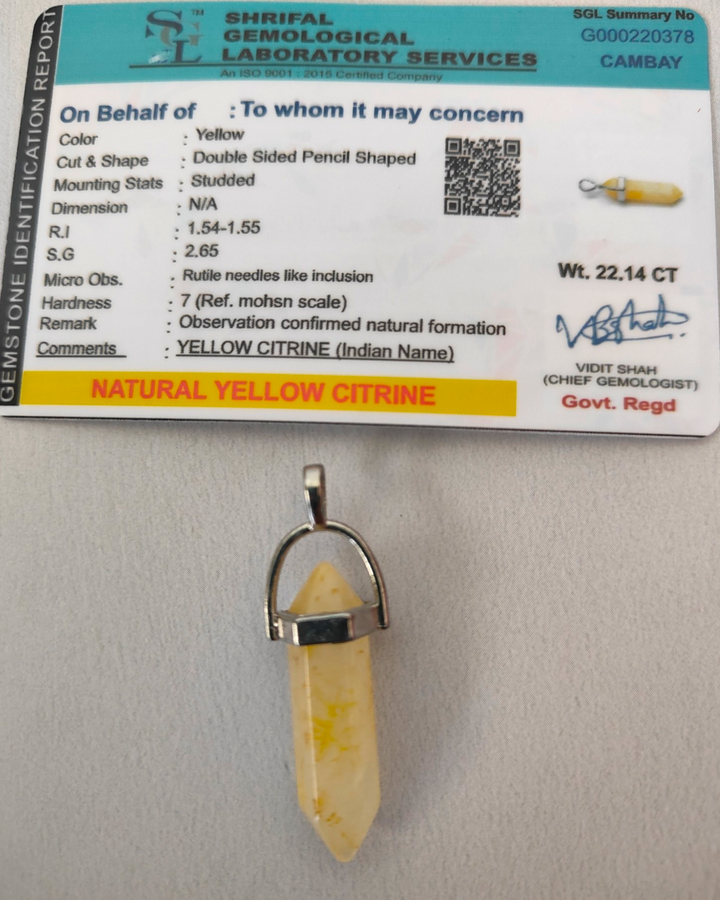 Real and Natural Citrine Semi-Precious Stone Pendant - Sparkleeng Jewels