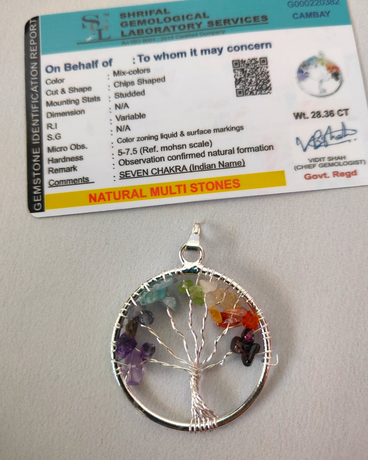 Real 7 Chakra Tree of Life Semi-Precious stone pendant - Sparkleeng Jewels