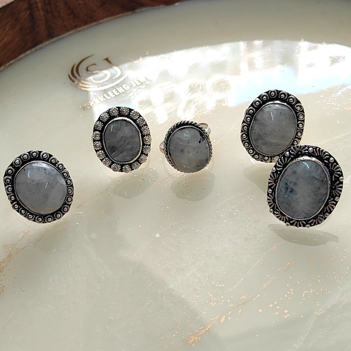 Real and Natural Moonstone Semi-Precious stone adjustable Ring - Sparkleeng Jewels