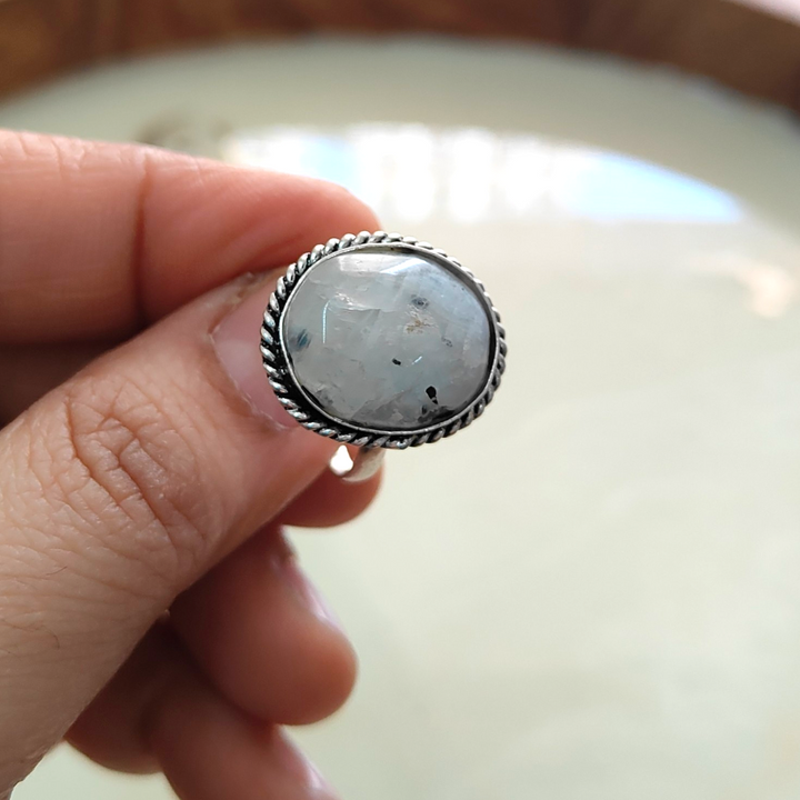 Real and Natural Moonstone Semi-Precious stone adjustable Ring - Sparkleeng Jewels