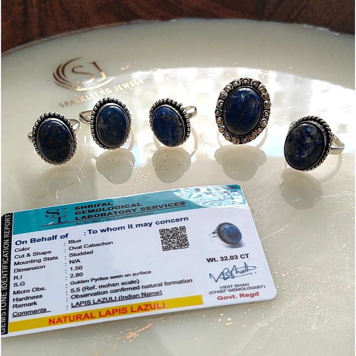 Real and Natural Lapiz Lazuli Semi-Precious stone Adjustable Ring - Sparkleeng Jewels