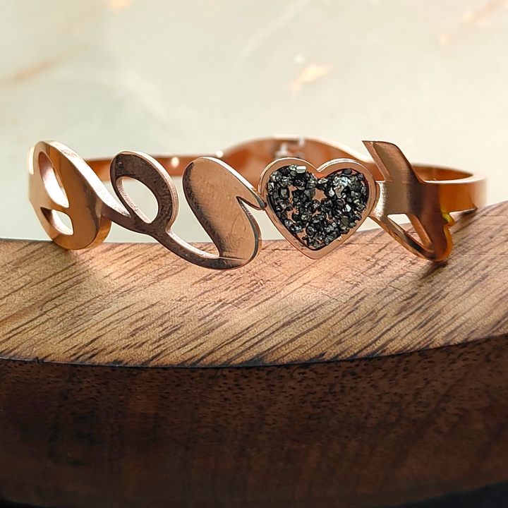 Real and Natural Pyrite Semi-Precious stone adjustable Bangle - Sparkleeng Jewels