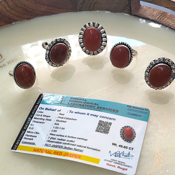 Real and Natural Red Jasper Semi-Precious stone adjustable ring - Sparkleeng Jewels