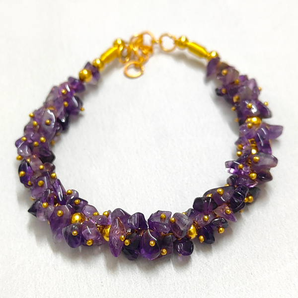 Natural Ameythst Crystal Semi-Precious Gemstone bracelet