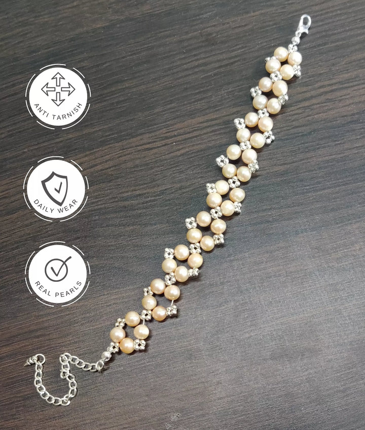 Pearl Flower Bracelet - Sparkleeng  Jewels