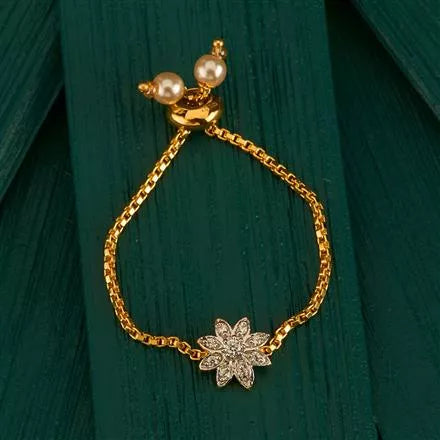 CZ adjustable chain ring with two tone plating - Sparkleeng  Jewels