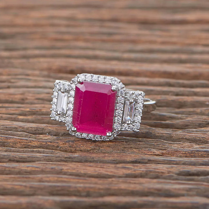 CZ - Adjustable Ring with Rhodium Plating - Sparkleeng  Jewels