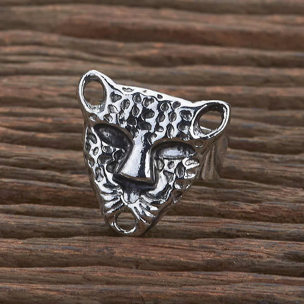 Tiger Faced Adjustable Ring with Oxidised Plating - Sparkleeng  Jewels