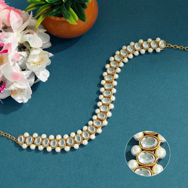 Oval Kundan and Moti Matha Patti - Sparkleeng  Jewels