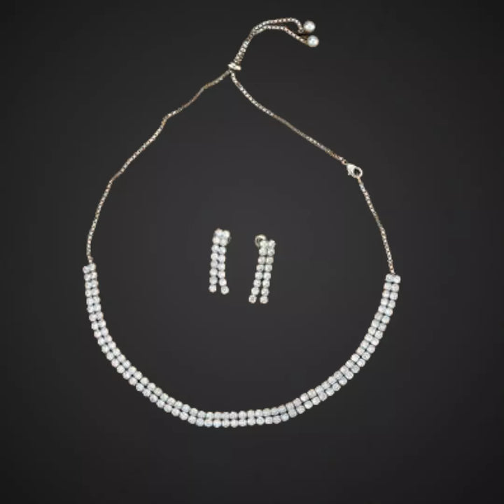 CZ - double layered Choker Set - Sparkleeng  Jewels