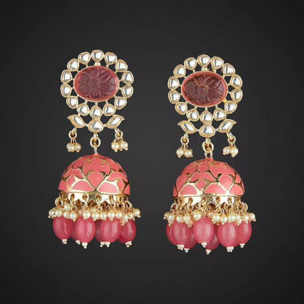 Meenakari Jhumka wirh Monalisa Stone - Sparkleeng  Jewels