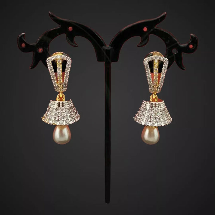 Gold Plated AD Jhumka - Sparkleeng  Jewels