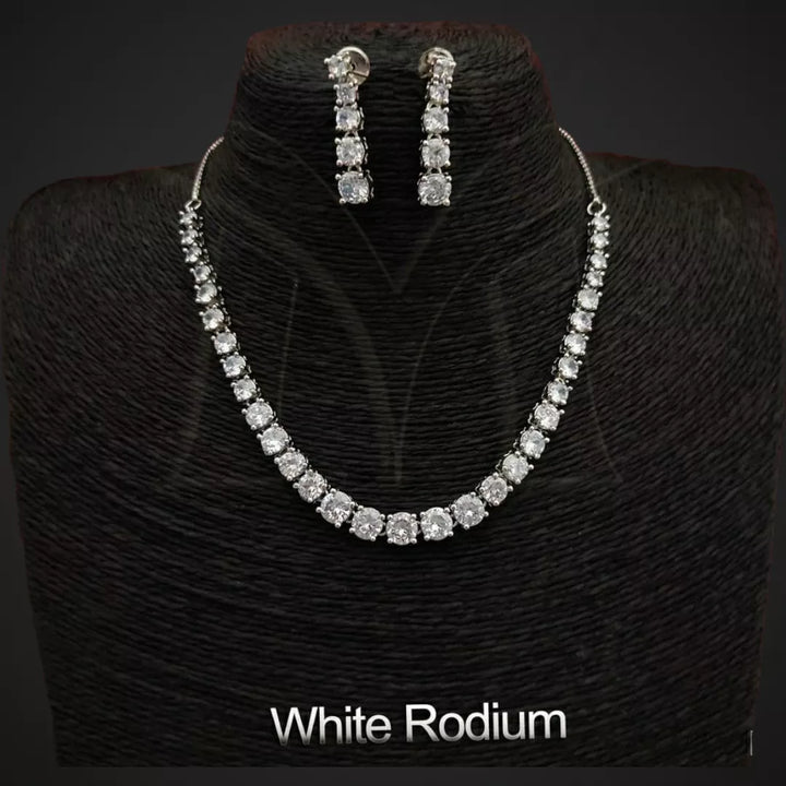 CZ - Classic Diamond Necklace Set - Sparkleeng  Jewels
