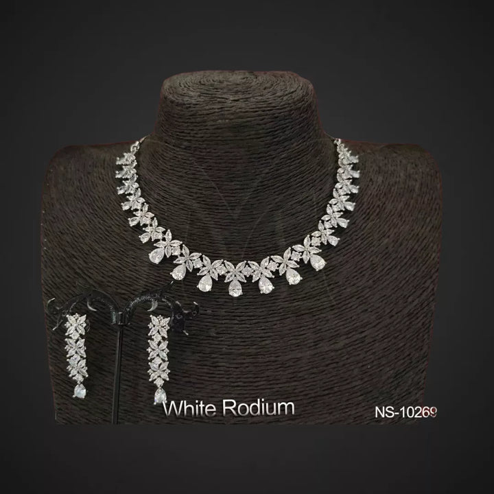 CZ - Flowers and Petals Necklace Set - Sparkleeng  Jewels