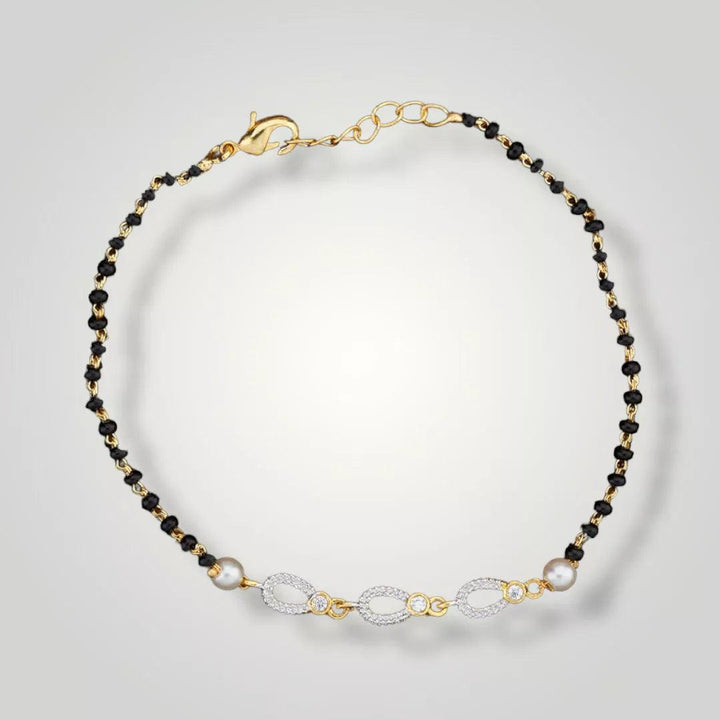 White AD Chain Hand Mangalsutra - Sparkleeng  Jewels