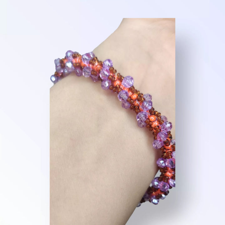 Lavender Love Spiral Beaded Bracelet - Sparkleeng  Jewels