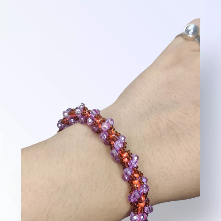 Lavender Love Spiral Beaded Bracelet - Sparkleeng  Jewels