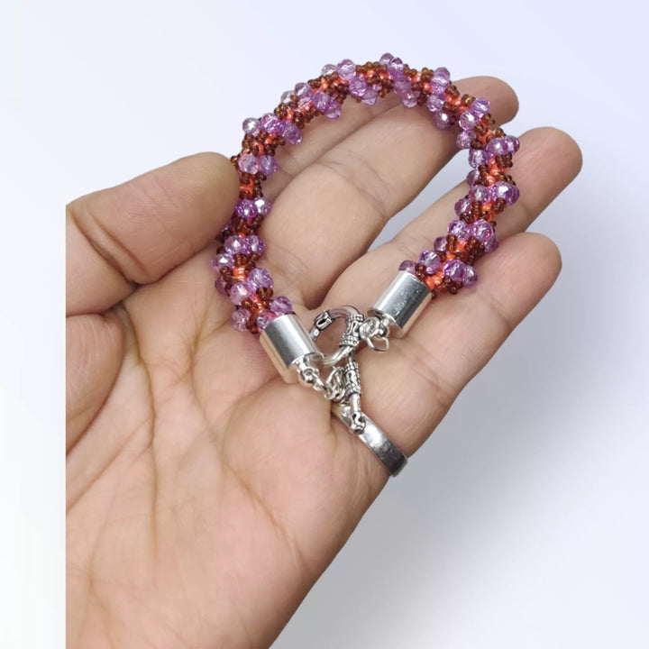 Lavender Love Spiral Beaded Bracelet - Sparkleeng  Jewels