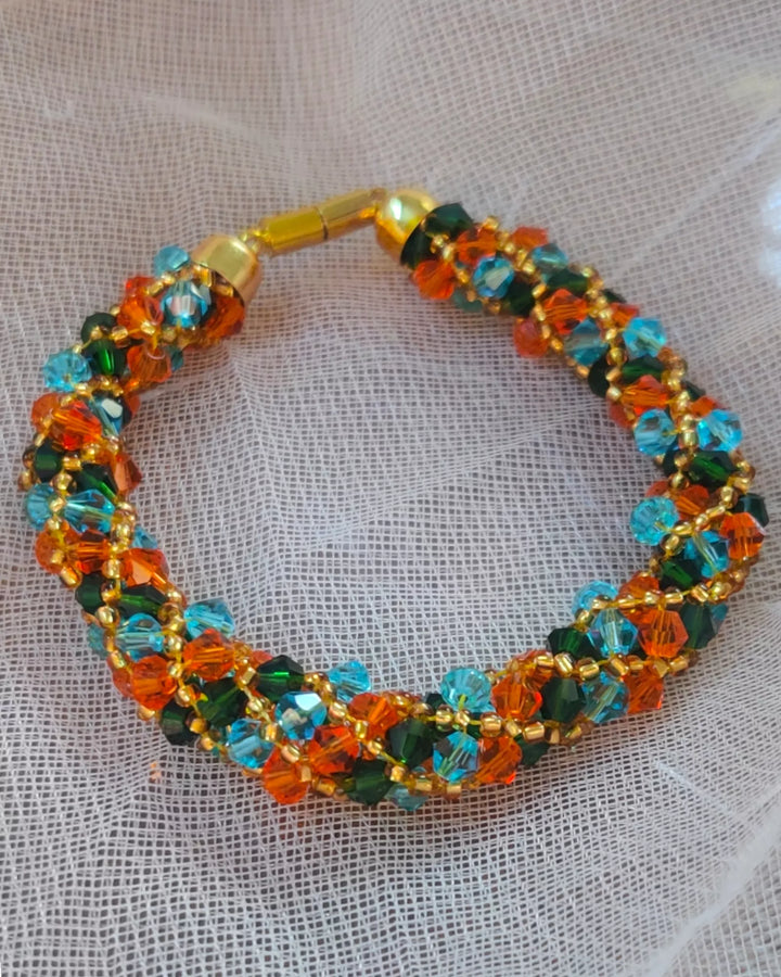 Crystal Beaded Spiral Rope Bracelet - Sparkleeng  Jewels