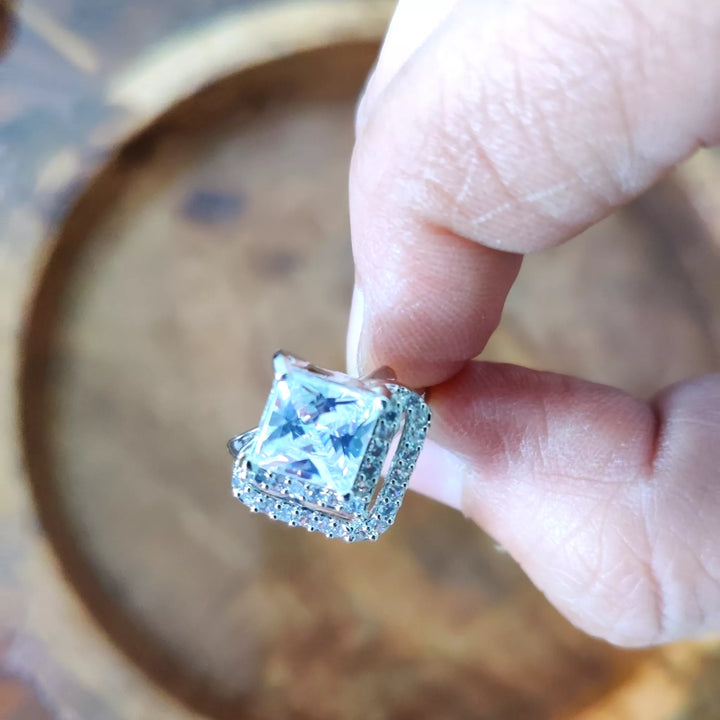CZ Solitaire Adjustable Ring - Sparkleeng  Jewels