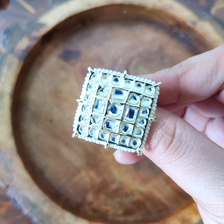Indo Western & Moti Adjustable Ring - Sparkleeng  Jewels