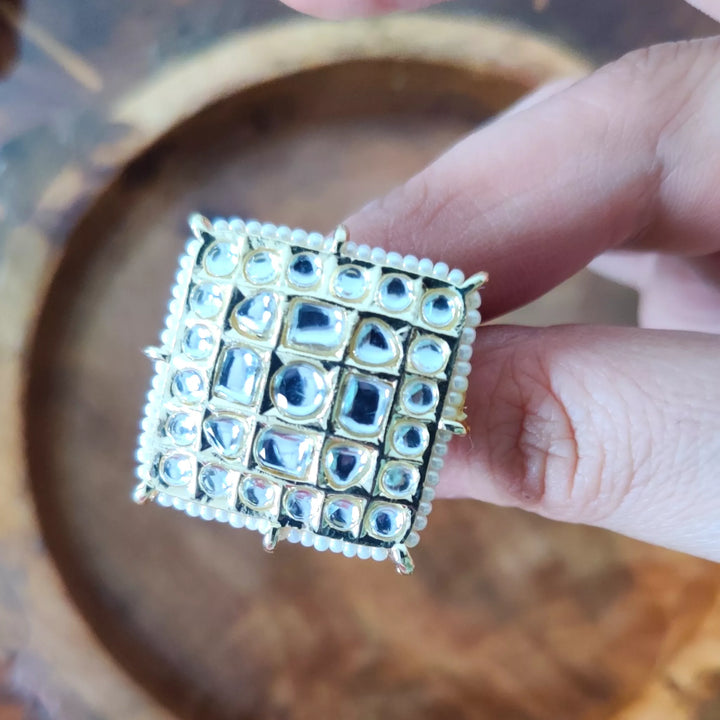 Indo Western & Moti Adjustable Ring - Sparkleeng  Jewels