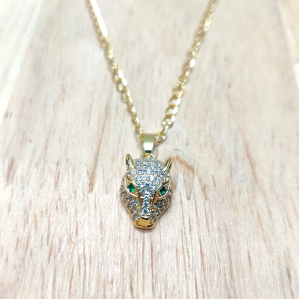 AD Tiger Pendant in 18K Gold Plated Chain - Sparkleeng  Jewels