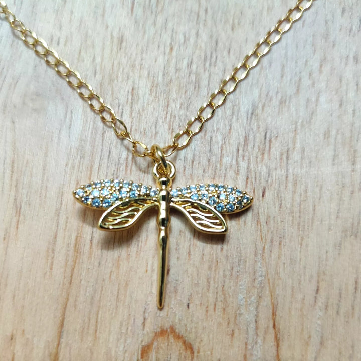 AD Golden Butterfly in 18K Gold Plated Chain - Sparkleeng  Jewels