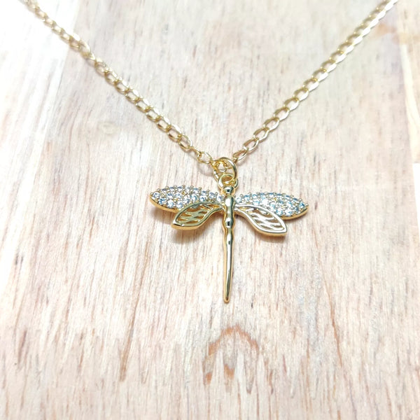 AD Golden Butterfly in 18K Gold Plated Chain - Sparkleeng  Jewels