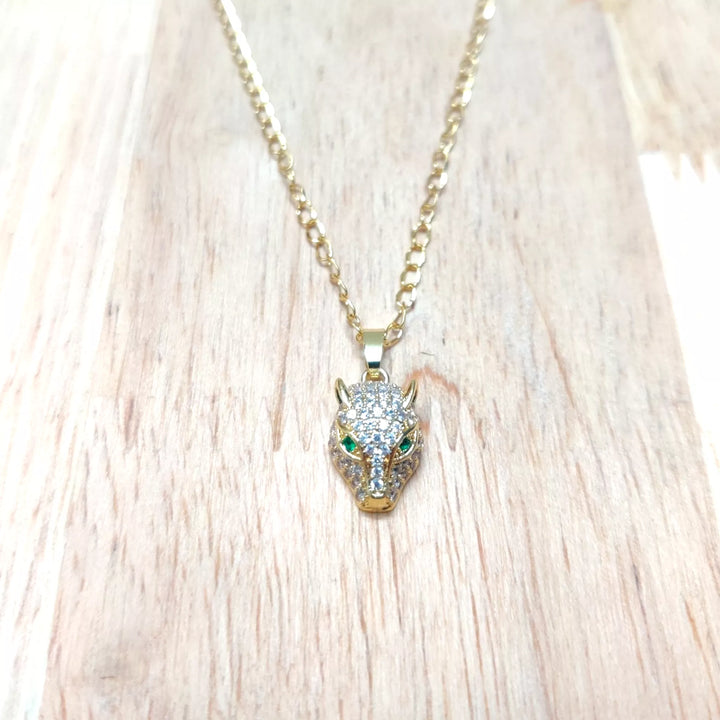 AD Tiger Pendant in 18K Gold Plated Chain - Sparkleeng  Jewels