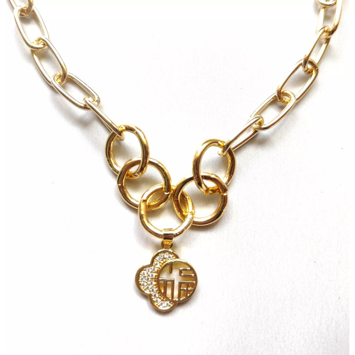 My World Clover Charm Pendant and Chain - Sparkleeng  Jewels