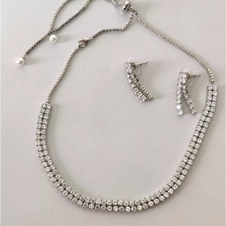 CZ - double layered Choker Set - Sparkleeng Jewels