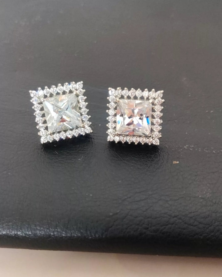 CZ - Solitaire/ Style Square - AD Earrings - Sparkleeng Jewels