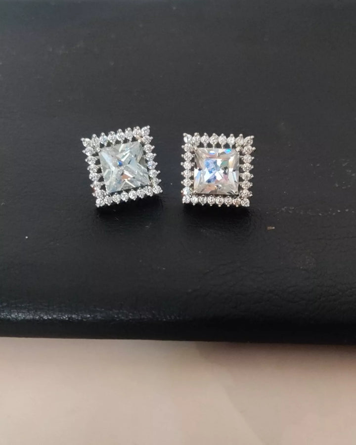 CZ - Solitaire/ Style Square - AD Earrings - Sparkleeng Jewels