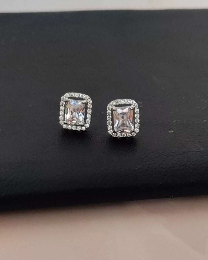 CZ - Solitaire Studs - Style Rectangle - AD Earrings - Sparkleeng Jewels