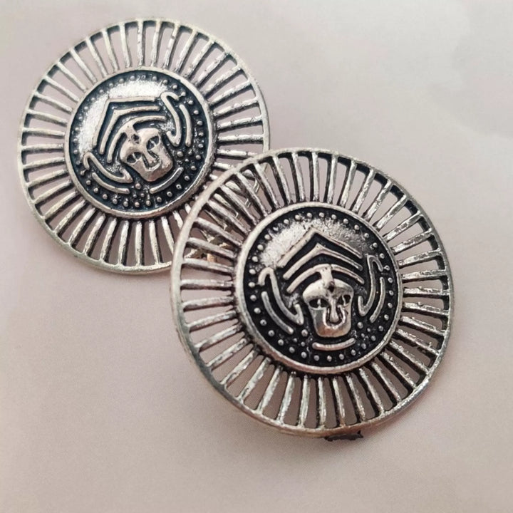 Dugga Dugga Oxidised Silver Stud Earrings - Ethnic Earrings - Sparkleeng Jewels