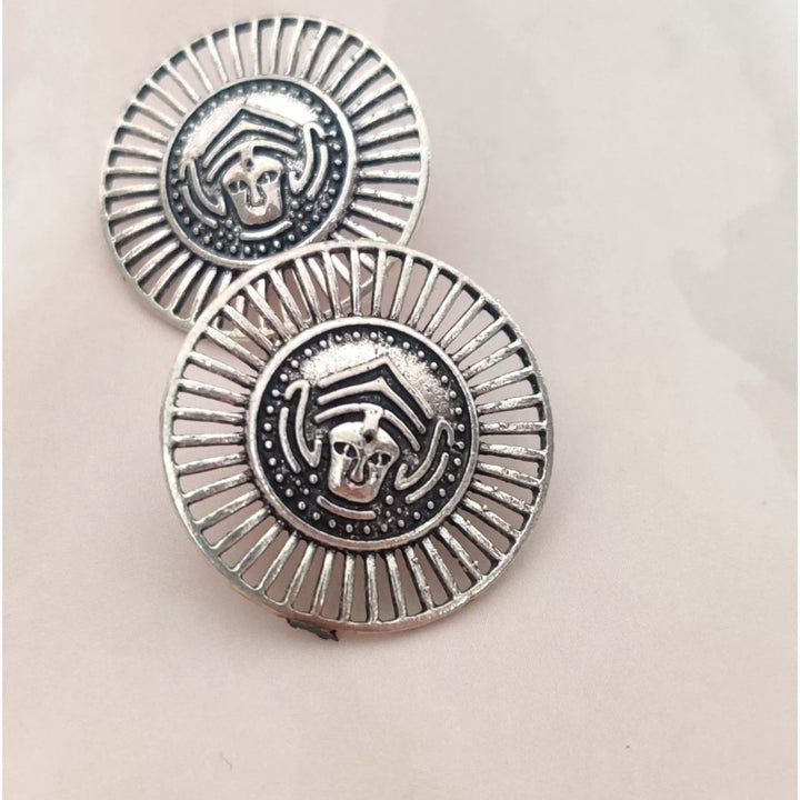 Dugga Dugga Oxidised Silver Stud Earrings - Ethnic Earrings - Sparkleeng Jewels