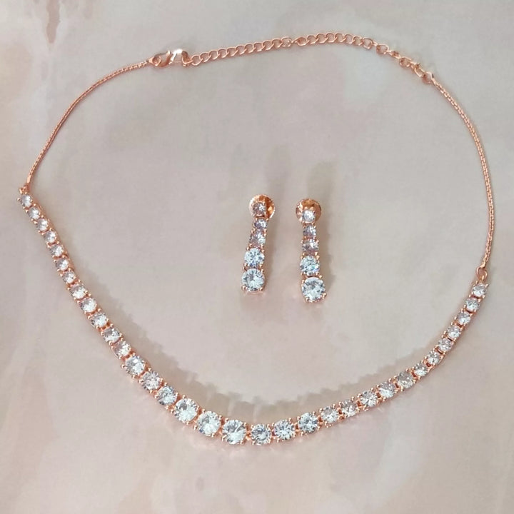 CZ - Classic Diamond Necklace Set - Sparkleeng Jewels