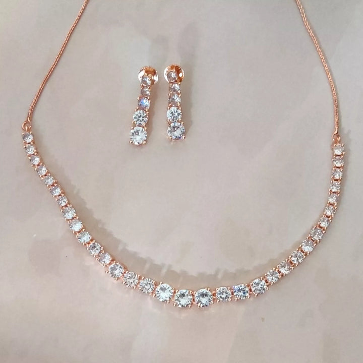 CZ - Classic Diamond Necklace Set - Sparkleeng Jewels