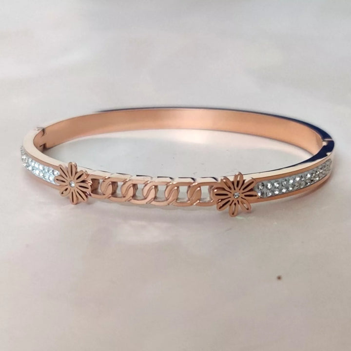 Stainless Steel Rose Gold Openable Kada Bracelet - Sparkleeng Jewels