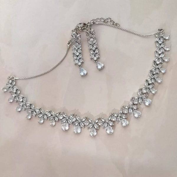 CZ - Flowers and Petals Necklace Set - Sparkleeng Jewels