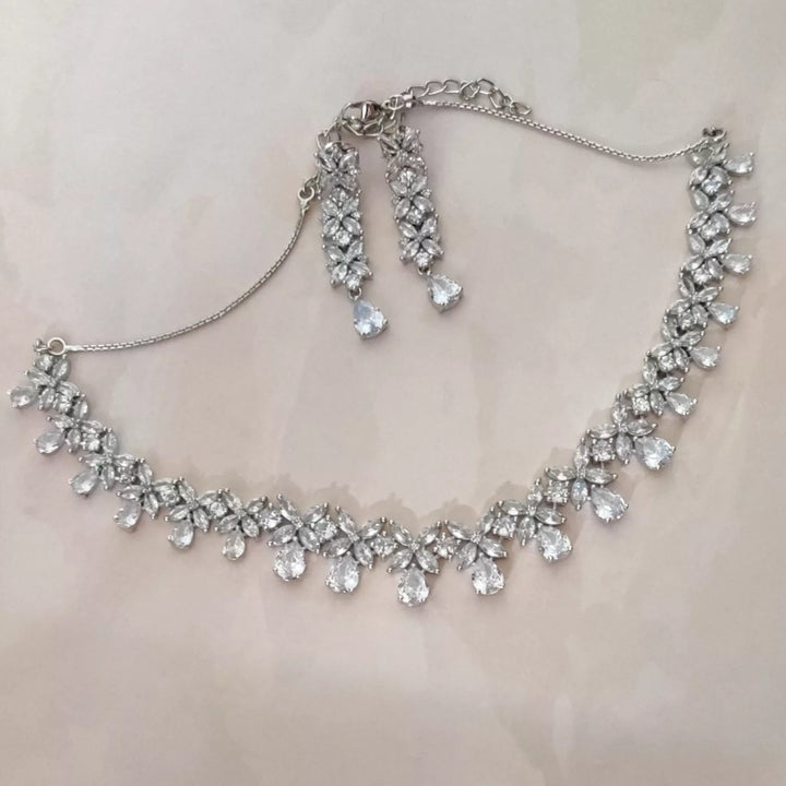 CZ - Flowers and Petals Necklace Set - Sparkleeng Jewels